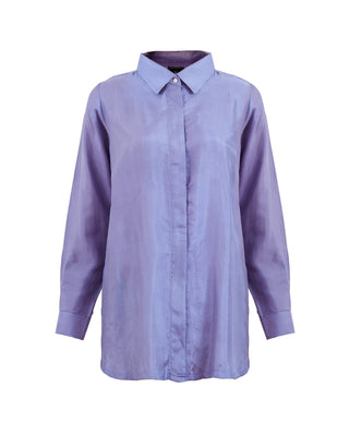 Camisa Seda Manga Larga Largo Medio- Colores Agua