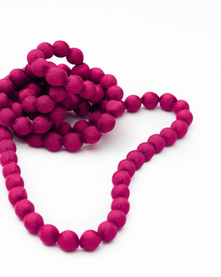 Collar Seda Cuenta Madera Mediana 2 Vueltas