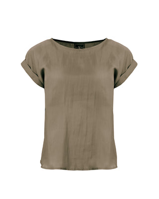 Polera Seda Manga Doblada -Colores Tierra