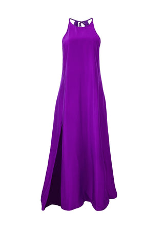 Vestido Largo Seda Gruesa Cuello Halter