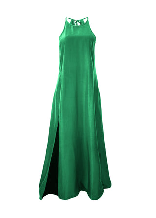 Vestido Largo Seda Cuello Halter