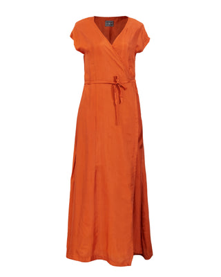 Vestido Seda Largo Envolvente Cruzado