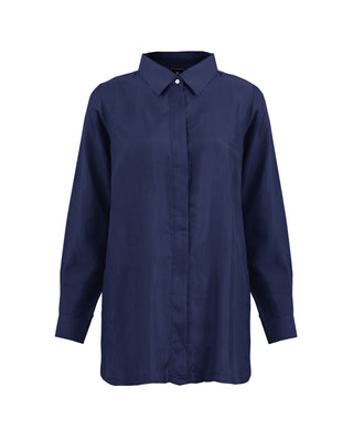Camisa Seda Manga Larga Largo Medio- Colores Agua