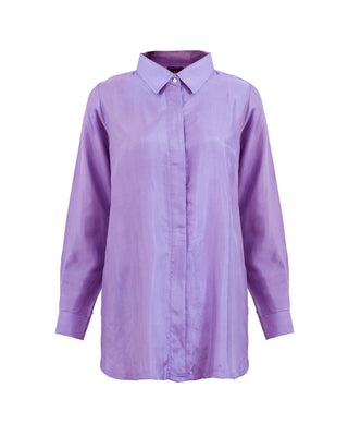 Camisa Seda Manga Larga Largo Medio- Colores Agua
