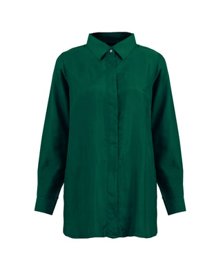 Camisa Seda Manga Larga Largo Medio- Colores Agua