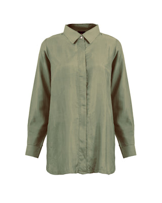 Camisa Seda Manga Larga Largo Medio- Colores Agua