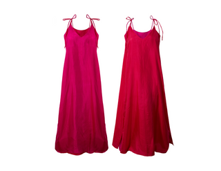 Vestido Seda Largo Reversible Bicolor