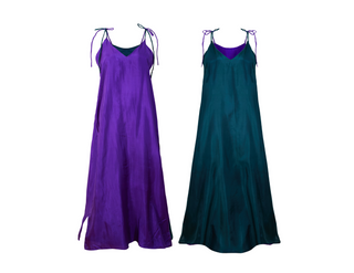 Vestido Seda Largo Reversible Bicolor