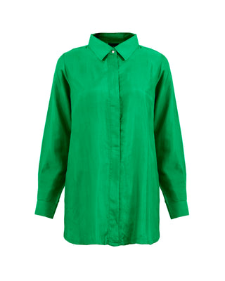 Camisa Seda Manga Larga Largo Medio- Colores Agua