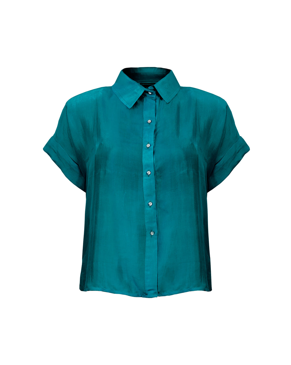 Camisa Seda Manga Corta Lara - Colores Agua y Tierra