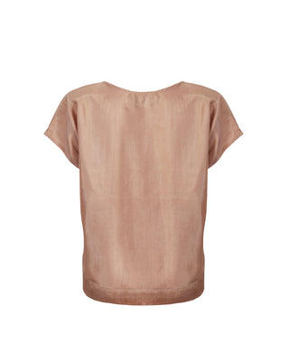 Polera Seda Manga Corta Cuello V