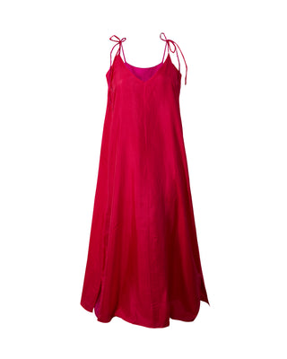 Vestido Seda Largo Reversible Bicolor