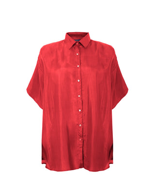 Camisa Seda Manga Corta Mango