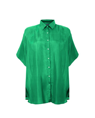 Camisa Seda Manga Corta Mango