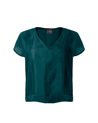 Polera Seda Manga Corta Cuello V