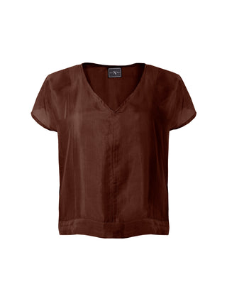 Polera Seda Manga Corta Cuello V