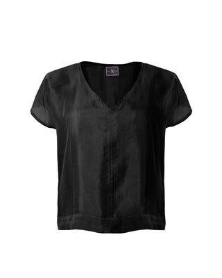Polera Seda Manga Corta Cuello V