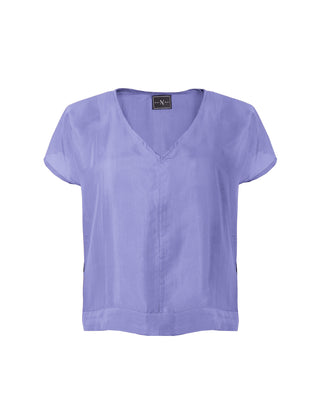 Polera Seda Manga Corta Cuello V