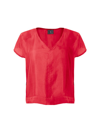 Polera Seda Manga Corta Cuello V