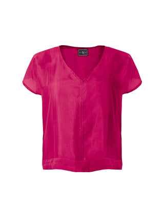 Polera Seda Manga Corta Cuello V