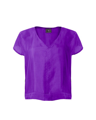 Polera Seda Manga Corta Cuello V