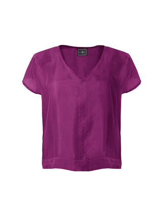 Polera Seda Manga Corta Cuello V