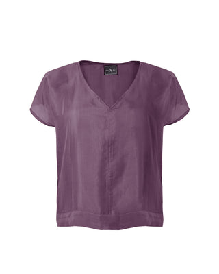 Polera Seda Manga Corta Cuello V