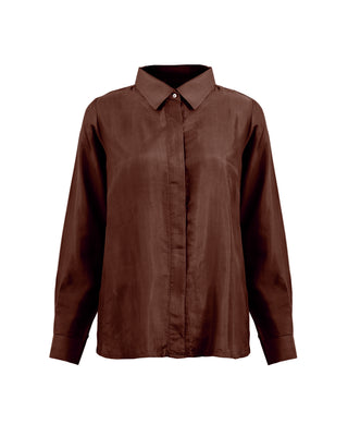 Camisa Seda Manga Larga Clásica- Colores Tierra