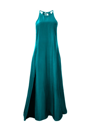 Vestido Largo Seda Cuello Halter