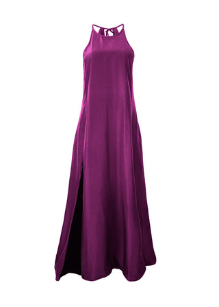 Vestido Largo Seda Cuello Halter
