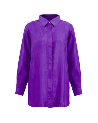 Camisa Seda Manga Larga Largo Medio- Colores Agua