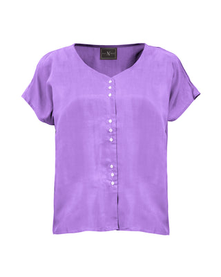 Polera Seda Manga Corta 9 Botones