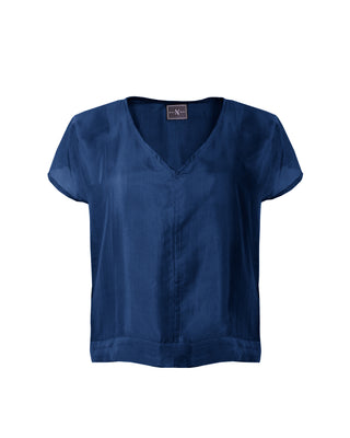 Polera Seda Manga Corta Cuello V