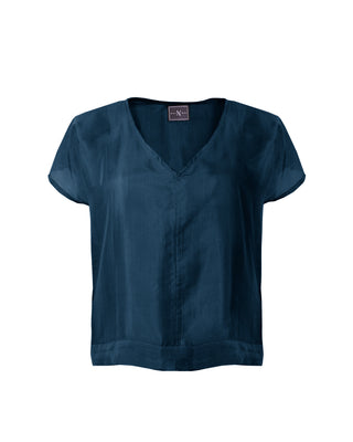 Polera Seda Manga Corta Cuello V