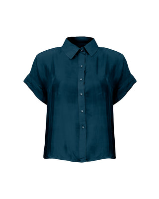 Camisa Seda Manga Corta Lara - Colores Agua y Tierra
