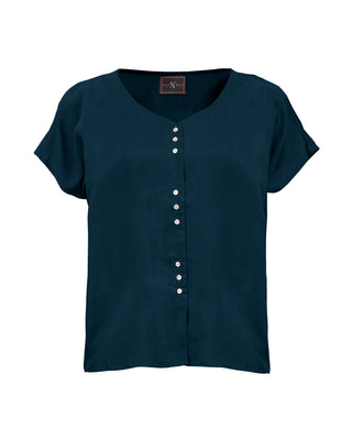 Polera Seda Manga Corta 9 Botones