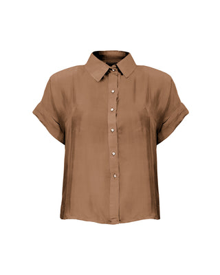 Camisa Seda Manga Corta Lara - Colores Agua y Tierra