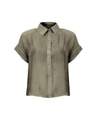 Camisa Seda Manga Corta Lara - Colores Agua y Tierra