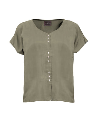 Polera Seda Manga Corta 9 Botones