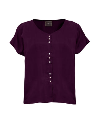 Polera Seda Manga Corta 9 Botones