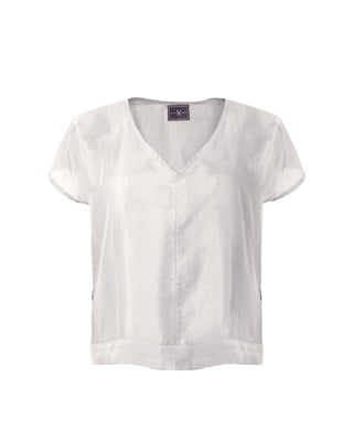 Polera Seda Manga Corta Cuello V