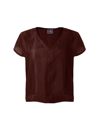 Polera Seda Manga Corta Cuello V