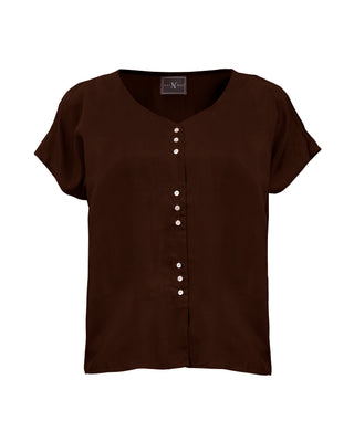 Polera Seda Manga Corta 9 Botones
