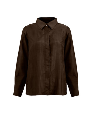 Camisa Seda Manga Larga Clásica- Colores Tierra