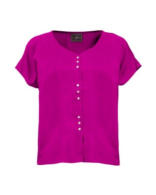 Polera Seda Manga Corta 9 Botones
