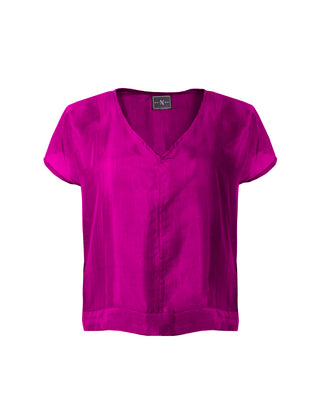 Polera Seda Manga Corta Cuello V