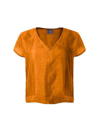 Polera Seda Manga Corta Cuello V