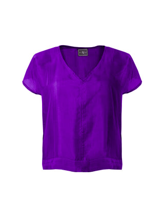 Polera Seda Manga Corta Cuello V