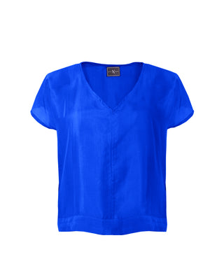 Polera Seda Manga Corta Cuello V