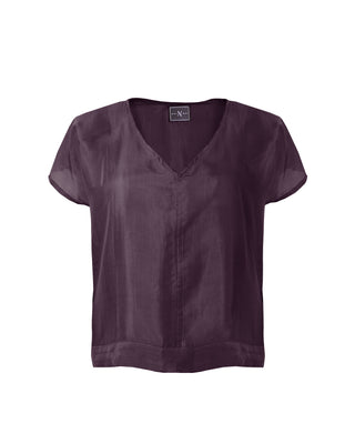 Polera Seda Manga Corta Cuello V